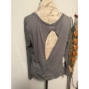 Lululemon Heathered Grey Open Back Crossover Long Sleeve Top Womens‎ Size 68 thumbnail 4