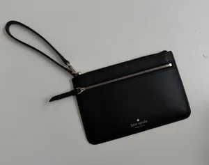 Kate Spade Patrice Wristlet Leather Double Zip Pockets Credit Card Slots Black thumbnail 1