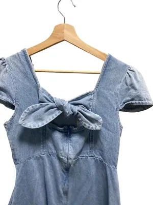 Molly Bracken Puff Sleeve Denim Dress Blue Size S Coquette Fairy Coastal Boho thumbnail 11