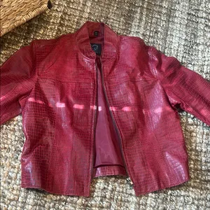 XOXO Vintage Y2K Red Crocodile Leather Biker Jacket Size Medium thumbnail 7