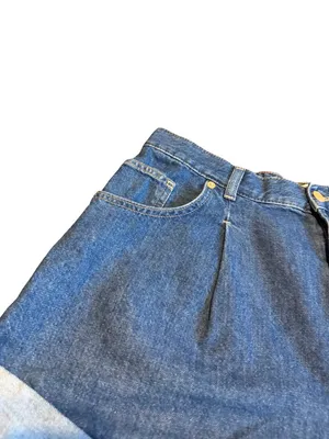 We The Free Danni High Rise Shorts Denim Dark Wash Oversized Cuff Size Large thumbnail 3