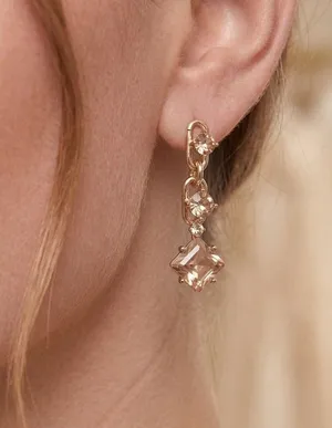 Vince Camuto Gold Tone Champagne Crystal Chain Link Drop Earrings Womens‎ New thumbnail 1