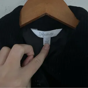 Relativity Black Corduroy Button Down Jacket Cardigan Sweater Fall Large thumbnail 2