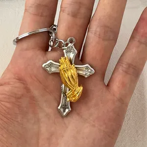 Cross Praying Hands Keychain Charm for Men Women Car Keychain Bag Charm thumbnail 7