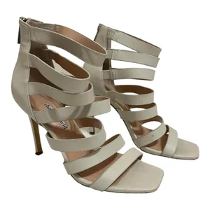 Charles David Velma White Caged‎ Leather Strappy Heels Sandals Size 7.5 thumbnail 1