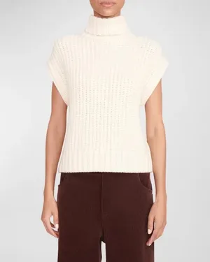 Staud Bette merino wool rib-knit cap sleeve turtleneck sweater size S small NEW thumbnail 15