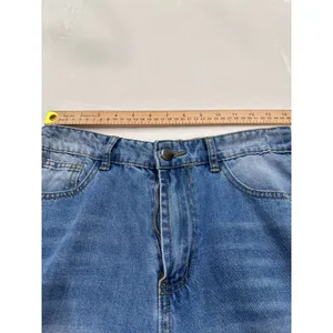 Womens Distressed Wide Leg Jeans Medium Wash Ripped High Rise Blue Size M thumbnail 3