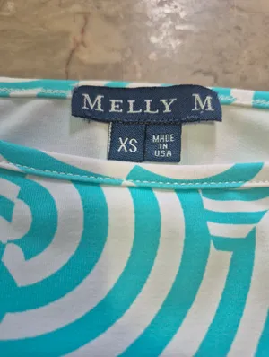 Melly M tennis golf summer long sleeve green Geo Print 3/4 Sleeve Top Xsmall thumbnail 4