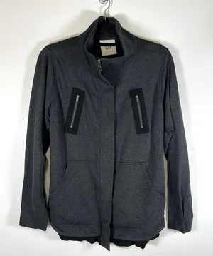 CAbi 3184 Mesh Back Jacket in Heather‎ Gray Stretch Ponte Twill Coat M $189 thumbnail 1