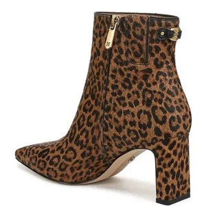 Sam Edelman Saige Leopard Cow Hair Ankle Boots Pointed Toe Block Heel 9.5M thumbnail 11