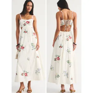 ABERCROMBIE & FITCH Bra-Free Embroidered White Maxi Dress Size XS NEW thumbnail 4