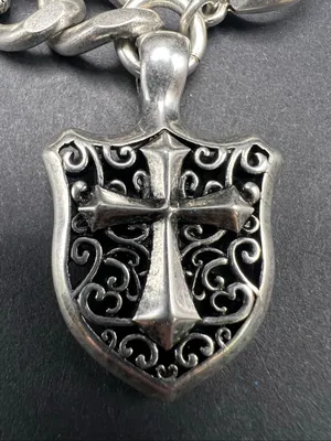 NWT Stigma Silver Tone Chunky Chain Necklace w Cross and Filigree Pendant thumbnail 3