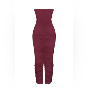 House of CB SAPPHIRE WINE GATHERED MAXI DRESS, Size Small, $239 thumbnail 9