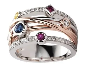 & Other Stories Gorgeous Stainless Steel Silver and Gemstones Statement Band Size 6 thumbnail 2