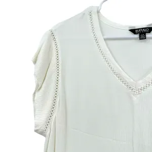 Buffalo by David Bitton size large white v neck‎ t-shirt tee shirt top blouse thumbnail 3