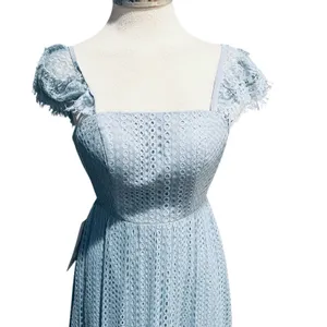 Azazie Blue Ruffle Lace Gown Tie on back Maxi Size 2 NWT thumbnail 5