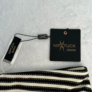 Nip‎ Tuck Swim Womens Size 6 Bikini Swimwear Bottoms Black White Stripe NWT thumbnail 4