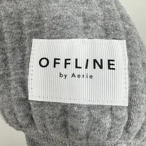 Aerie OFFLINE Quilted Cropped Hoodie Gray‎ Thumbhole Long Sleeve Size Small thumbnail 4