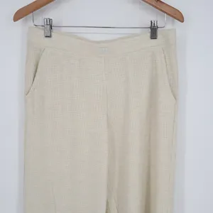 Gap Slouchy Wide Leg Lounge Pants Womens Medium Beige High Waisted Waffle Knit thumbnail 4
