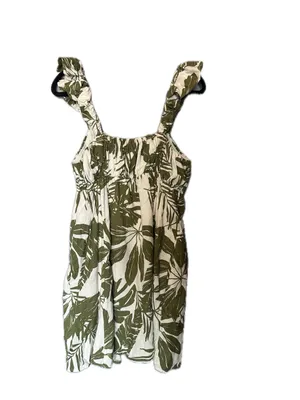 Abercrombie & Fitch Dress Womens XL Green Linen Tropical Leaf Palm Sundress thumbnail 3
