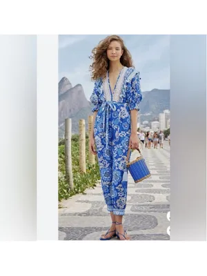 Farm Rio Full of Flowers Nantucket Hamptons Jumpsuit thumbnail 11