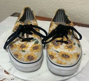 VANS Authentic Canvas White Sunflower Dots Lace-Up Low Top Sneakers Shoe… thumbnail 1