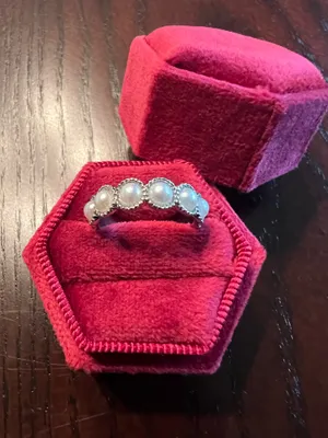 New 2025 Unisex Hot-Selling Luxury Imitation Pearl Ring Size 7 thumbnail 2