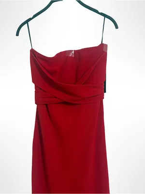 Lulu's Strapless Red Gown with Front Slit thumbnail 2