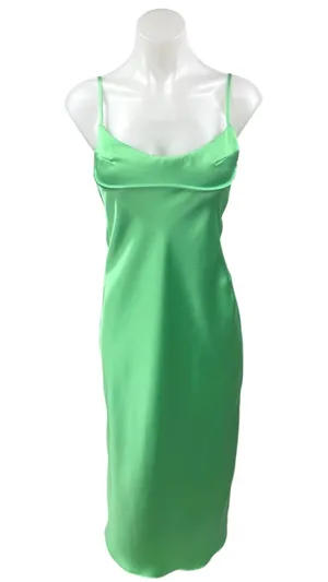Zara Women's Green Silk Satin Sleeveless Cami Camisole Midi Slip Tank Dress XS thumbnail 1