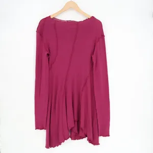 We The Free People Swing Shift Dress Womens M Plum Cotton Boat Neck Long Sleeve thumbnail 2