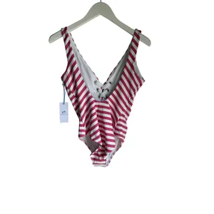 Southern Tide Very Berry Pink Stripe Lace Front One Piece Swimsuit M NWT thumbnail 4