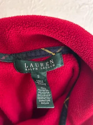 Lauren Ralph Lauren Vintage Y2K Red Crest Fleece Jacket Preppy Academia Small thumbnail 4
