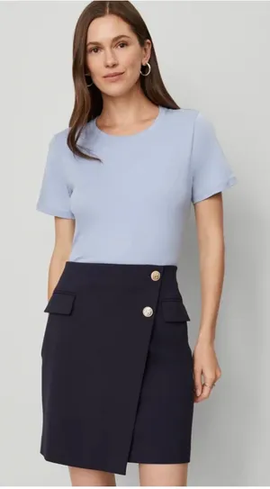NWT Ann Taylor Placid Blue Crew Neck Tee thumbnail 1