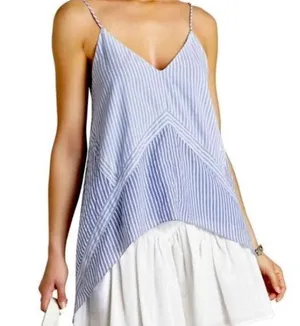 BCBG Maxazria Cora‎ Striped Spaghetti Strap Tanj Top Women’s XS thumbnail 1