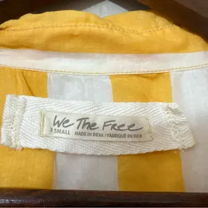Free People We The Free Float Away Shirt Yellow White Stripe Button Down NWT XS thumbnail 6