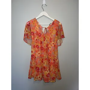 Orange Floral Peach Love California Dress Size Small thumbnail 2
