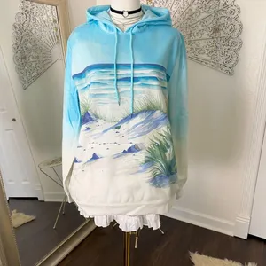 Source Unknown New Blue Seascape Fleece Lined hoodie Sweater Size XL thumbnail 2
