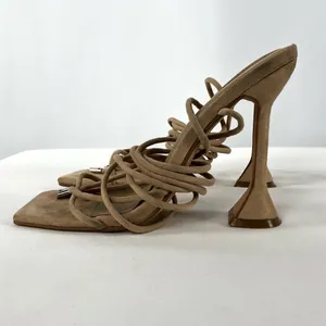 Ego Fiat Faux Leather Lace Up Square‎ Toe Sculptured Heel in Nude Size 7 thumbnail 8