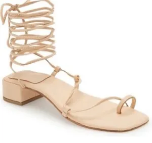 Jeffrey Campbell Agate Leather Low Block Heel Wrap Up Sandals thumbnail 1