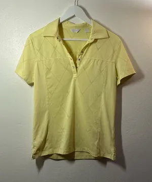 Callaway Pale Yellow Short-Sleeve Golf Polo Size Medium thumbnail 1