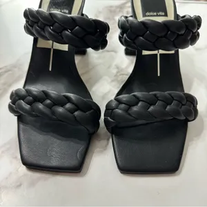 DOLCE VITA Paily Braided Slide-on Mule Sandal Heels Sz 6 Black Vaca Party thumbnail 6