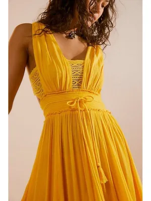NWT Free People Santa Maria Maxi in Citrus Ave Orange Crochet Lace Trim Dress S thumbnail 2