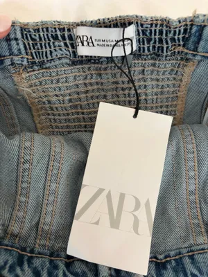 Zara strapless jean top thumbnail 3