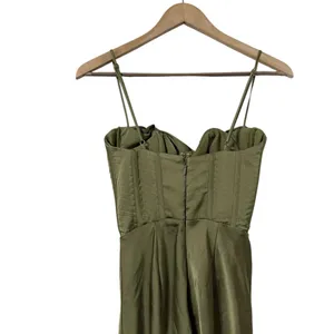 HOUSE OF CB Myrna Plus Cup Satin Corset Olive Green Midi Dress thumbnail 5