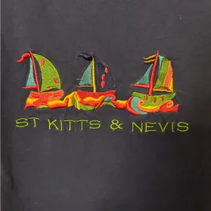 Fruit of the Loom Vintage Blue St Kitts & Nevis Graphic T-Shirt size large thumbnail 3