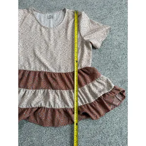 Paper Crane Women Floral Tiered Babydoll Top Short‎ Sleeve Ruffle Peplum Blouse thumbnail 5