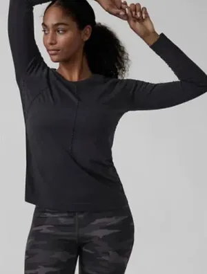 Athleta Black Foothill Seamless Long Sleeve Shirt Sz Small‎ thumbnail 1