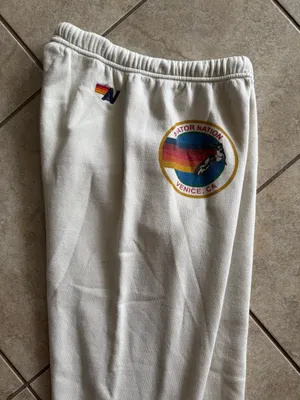 Aviator Nation Cream Joggers with Rainbow Side Logo thumbnail 8