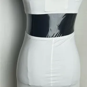 Fashion Elegant White Evening Dress body con fit mermaid dress Medium NWT thumbnail 5