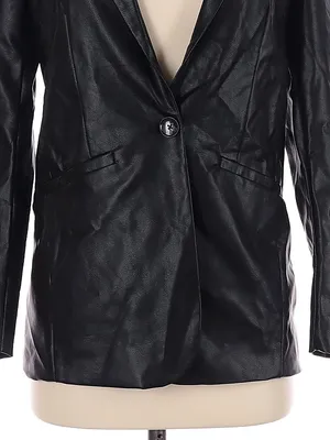 Z Supply Sandelle Black Faux Leather Blazer XS Going Out Indie Minimalist Edgy thumbnail 4